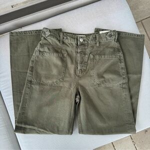 NWT Free People Palmer Wide-Leg Cuffed Jeans Green 25